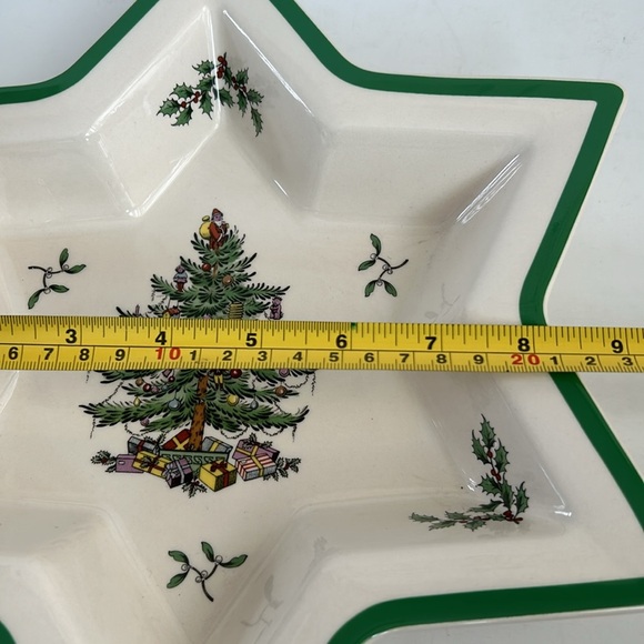 Spode Christmas Tree England star shape serving dish hors d’oeuvres plate cream - Picture 13 of 16